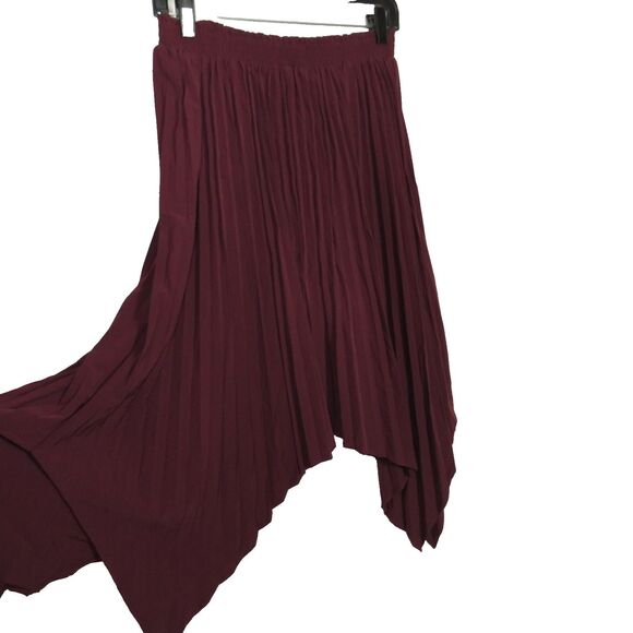 Halara Burgundy Lightweight Pleated Flowy Handkerchief Hem Skirt Size XS - Picture 1 of 7